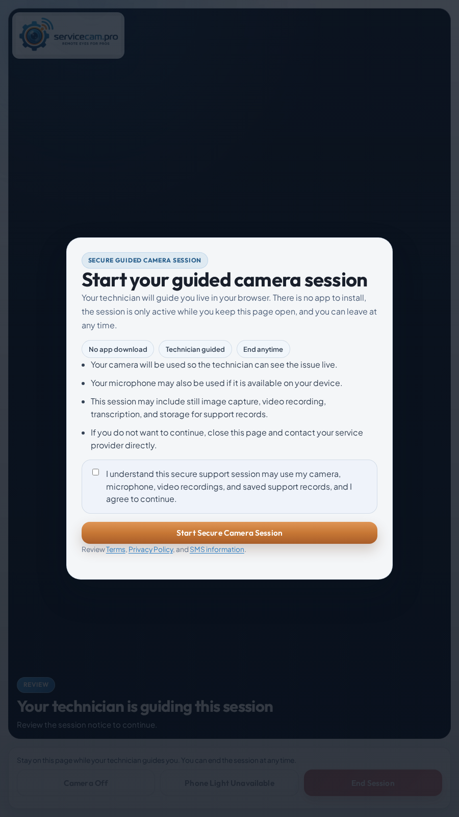 Simulated customer camera view